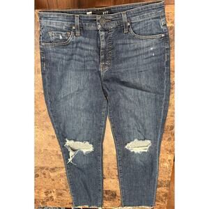 KUT from the Kloth distressed Jeans Blue Dark Wash Reese Ankle Straight Leg.
